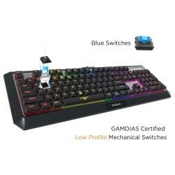 Tastiera Gaming Usb Gamdias Meccaniza Hermes P3 Key Low-Profile RGB Switch Blu (Kailh) - Layout UK