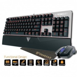 Kit Tastiera e Mouse 3200dpi Gaming Gamdias Meccanica Hermes E1 Combo Usb Switch Brown (Gamdias) con Led Rossi - Layout UK