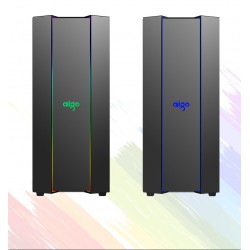 Case Atx Tower Aigo F10 Black 0.6MM SPCC 4*USB3.0/2.0 2*Strip Rainbow Side Glass