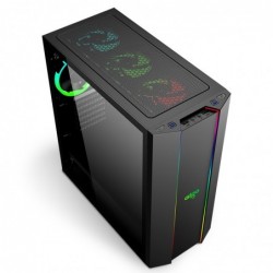 Case Atx Tower Aigo F10 Black 0.6MM SPCC 4*USB3.0/2.0 2*Strip Rainbow Side Glass