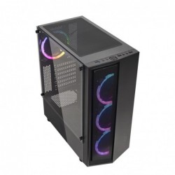 Case Atx Noua Demon T8 Black 0.50MM SPCC 3*USB3.0/2.0 4*Fan Dual Halo Rgb Rainbow Addressable Front Half Mesh Side Glass