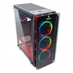 Case Atx Noua Cool G6 Red 0.6MM SPCC 3*USB3.0/2.0 4*Fan Dual Halo Rgb Rainbow Front & Dual Side Glass