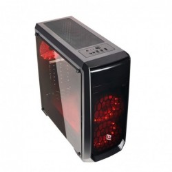 Case Atx Noua Noob X2 Black 0.50MM SPCC 3*USB3.0/2.0 3*Fan 15 Led Rosso Side Full Plexiglass