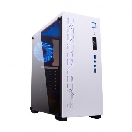 Case Atx Noua Noob X7 White 0.55MM SPCC 2*USB3.0/2.0 1*Fan 15 Led Blu Side Full Plexiglass