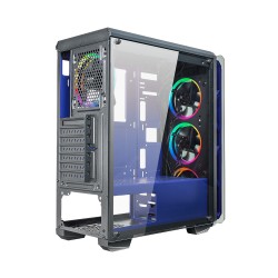 Case Atx Noua Cool G4 Blu 0.6MM SPCC 3*USB3.0/2.0 4*Fan Dual Halo Rgb Rainbow Addressable Front & Dual Side Glass